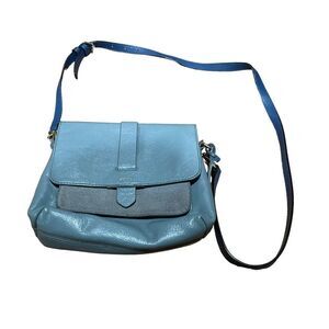 Fossil Blue Leather Crossbody Bag